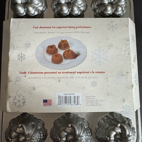 Nordic Ware Holiday Mini Muffin Pan 4 Different patterns star, wreath, Trees - Picture 5 of 16